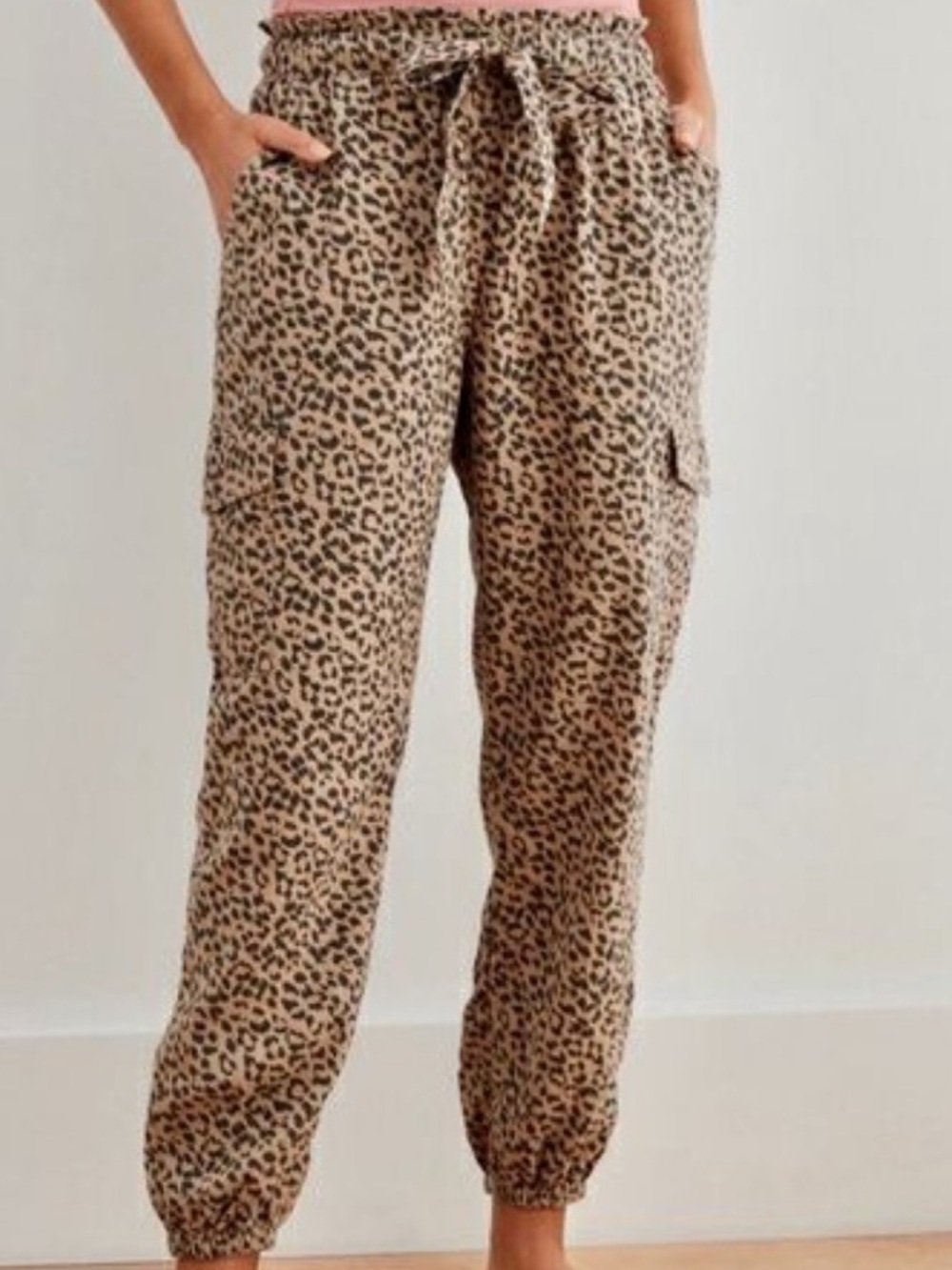 Aerie leopard linen joggers